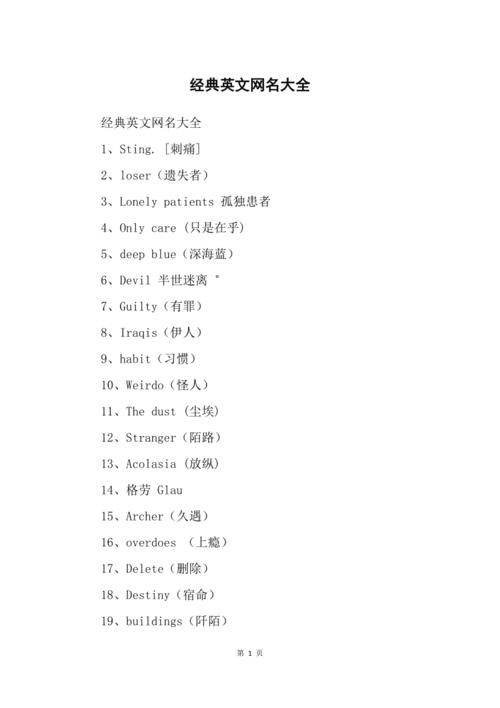 经典英文网名_经典英文网名大全