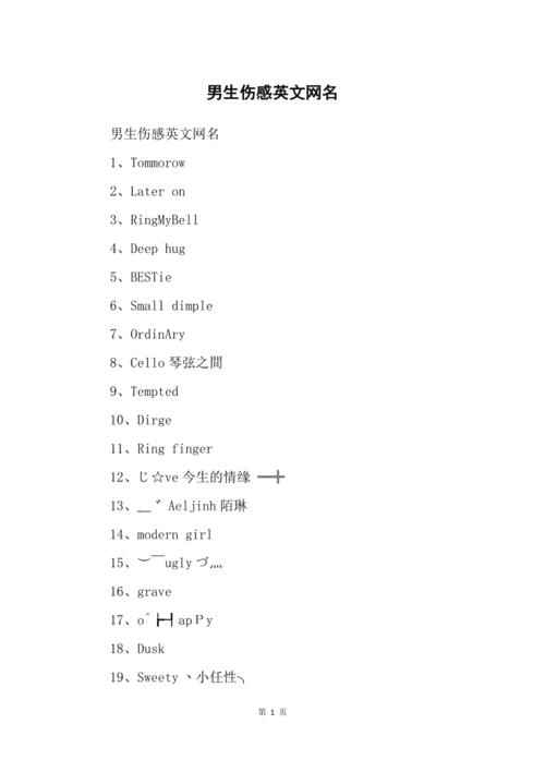 伤感英文名_伤感英文名字男