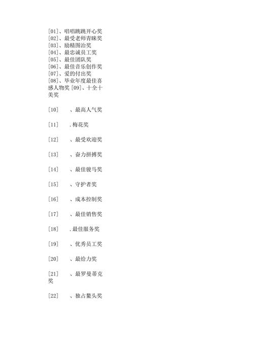 奖项名称_奖项名称大全最佳