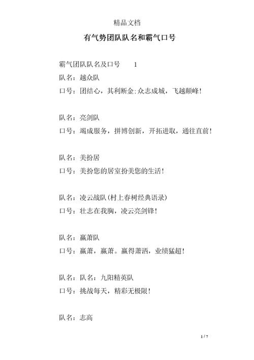 团队队名_团队队名和口号