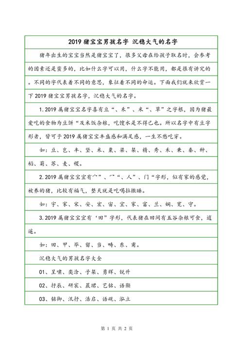 2019猪宝宝取名适用字_