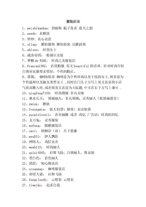 服装店名怎样取吸引人_