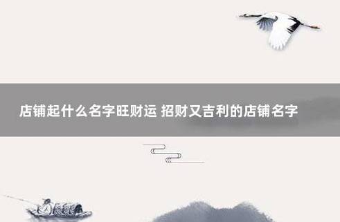 招财网店名字大全_招财网店名字大全四个字