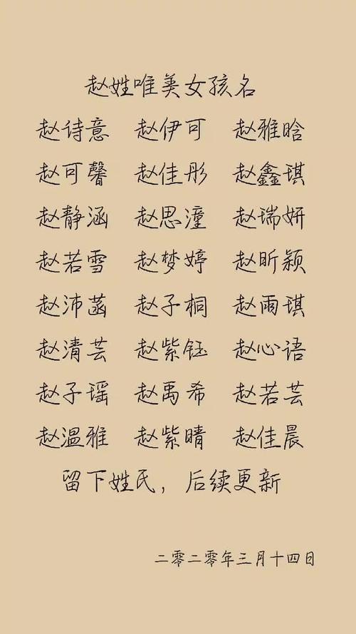 给女宝宝起名字姓赵的小名（给姓赵女宝宝取名）