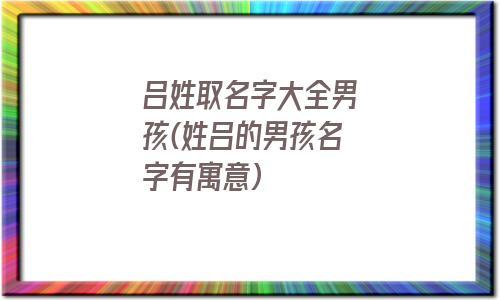 2023年姓吕的男孩名字（2023年姓吕的男孩名字有哪些）