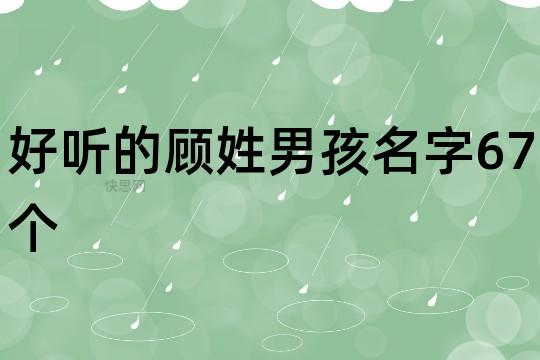 姓顾男宝宝起名字（姓顾男孩名字优雅大气）
