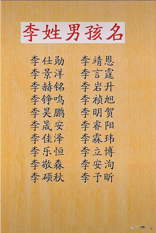 100分李姓男孩名字大全（李姓男孩名字大全2021年）