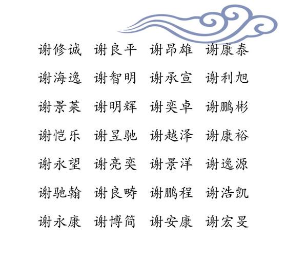 虎年姓谢宝宝起名字（谢姓宝宝名字大全）