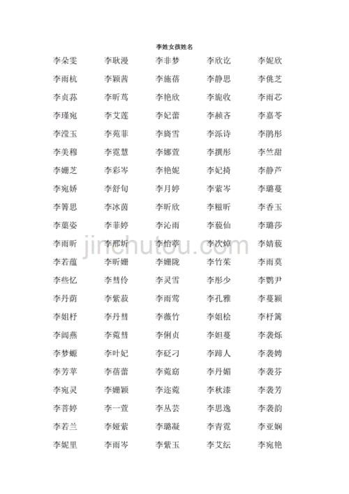 李名字大全女孩洋气（李名字大全女孩洋气2个子）