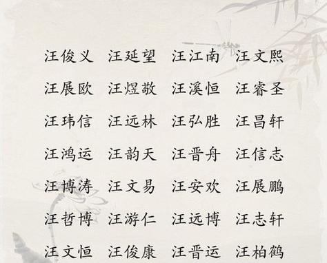 给汪男宝宝起名字（汪 的男宝宝名字）