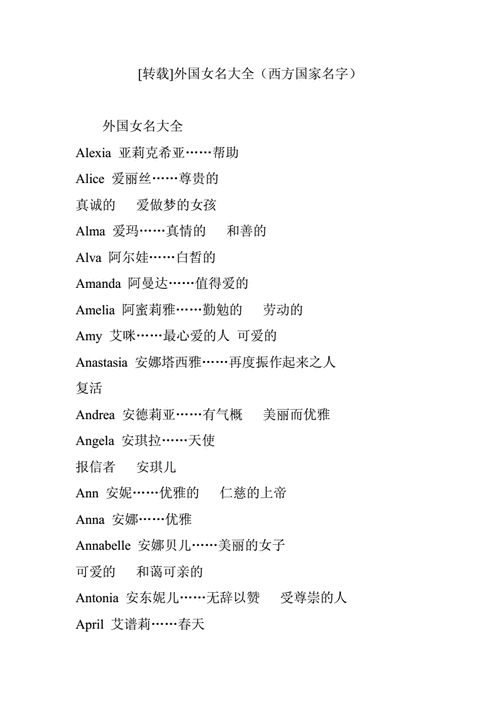 外国起名字大全女孩名字（外国起名字大全女孩名字叫什么）