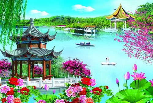 荷花亭子起名字大全（有亭子的荷花山水图）