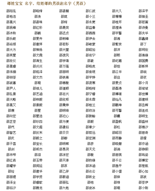 姓邵取名宝宝起名字（姓邵取名宝宝起名字大全）