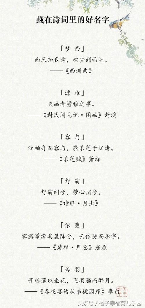 小孩起名字大全诗歌（给宝宝起名 诗词有什么好听的）