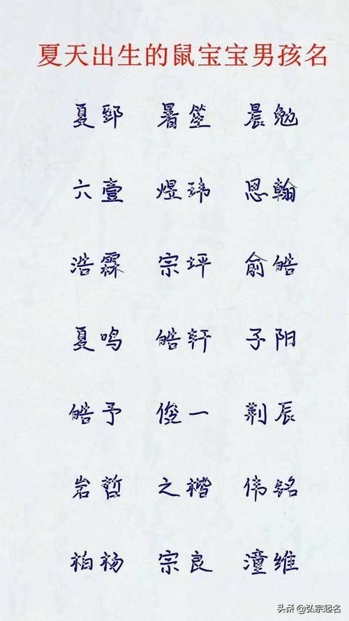 鼠年的宝宝起名字男孩（鼠年男宝宝取名字大全生辰八字好听）