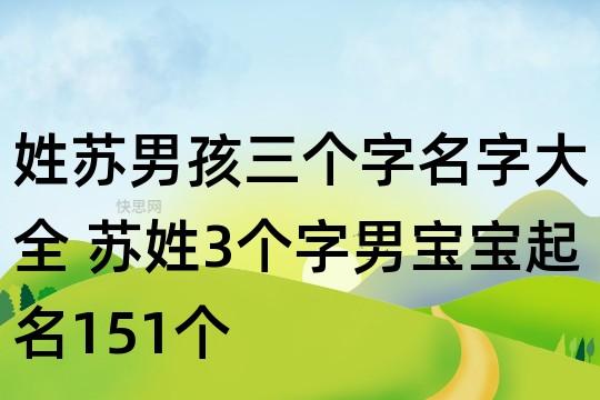 起名苏男孩名字大全（苏男孩怎么取名字）
