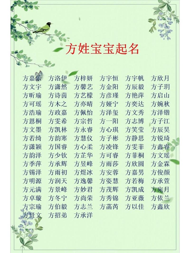 方姓兔宝宝取名男孩（方姓男宝宝取名大全）