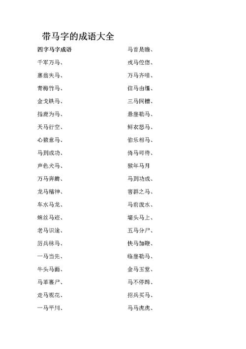 马成语起名字大全（马字成语的成语有哪些）