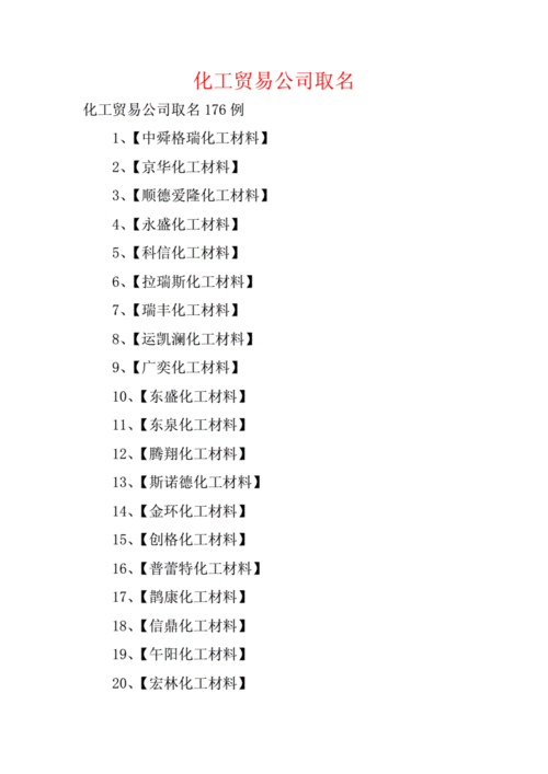 化工名称起名字大全（化工企业名称取名大全集）