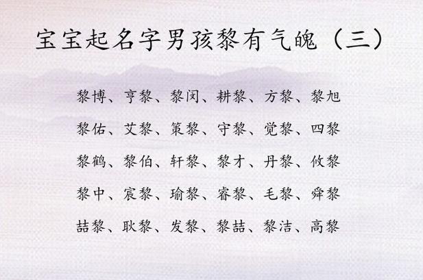 黎起名大全男孩名字大全（黎字取名男孩名字）