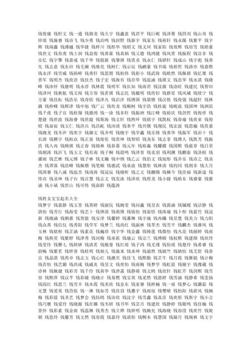 钱姓宝宝起名字（钱姓宝宝起名字男孩）