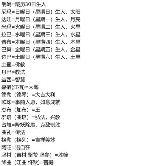 藏语名字大全及含义（藏语名字怎么说）