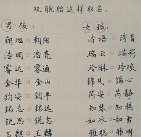 男女龙凤宝宝起名字（男女龙凤宝宝起名字大全）
