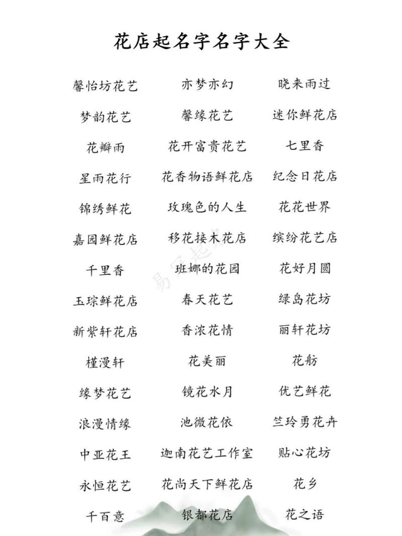 天津鲜花店铺起名字大全（天津鲜花店铺起名字大全最新）