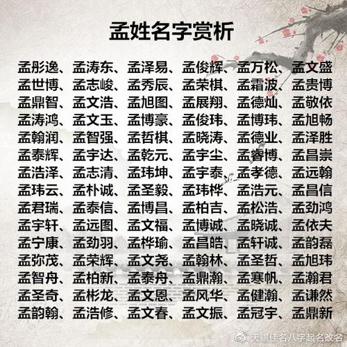 宝宝起名字姓孟的（如果姓孟给小孩起什么名字）