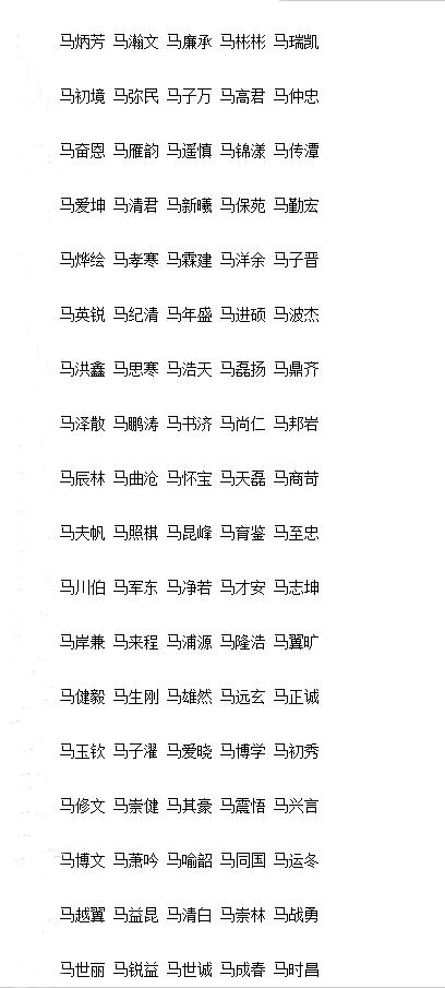 姓马名字大全男孩_姓马名字大全男孩子