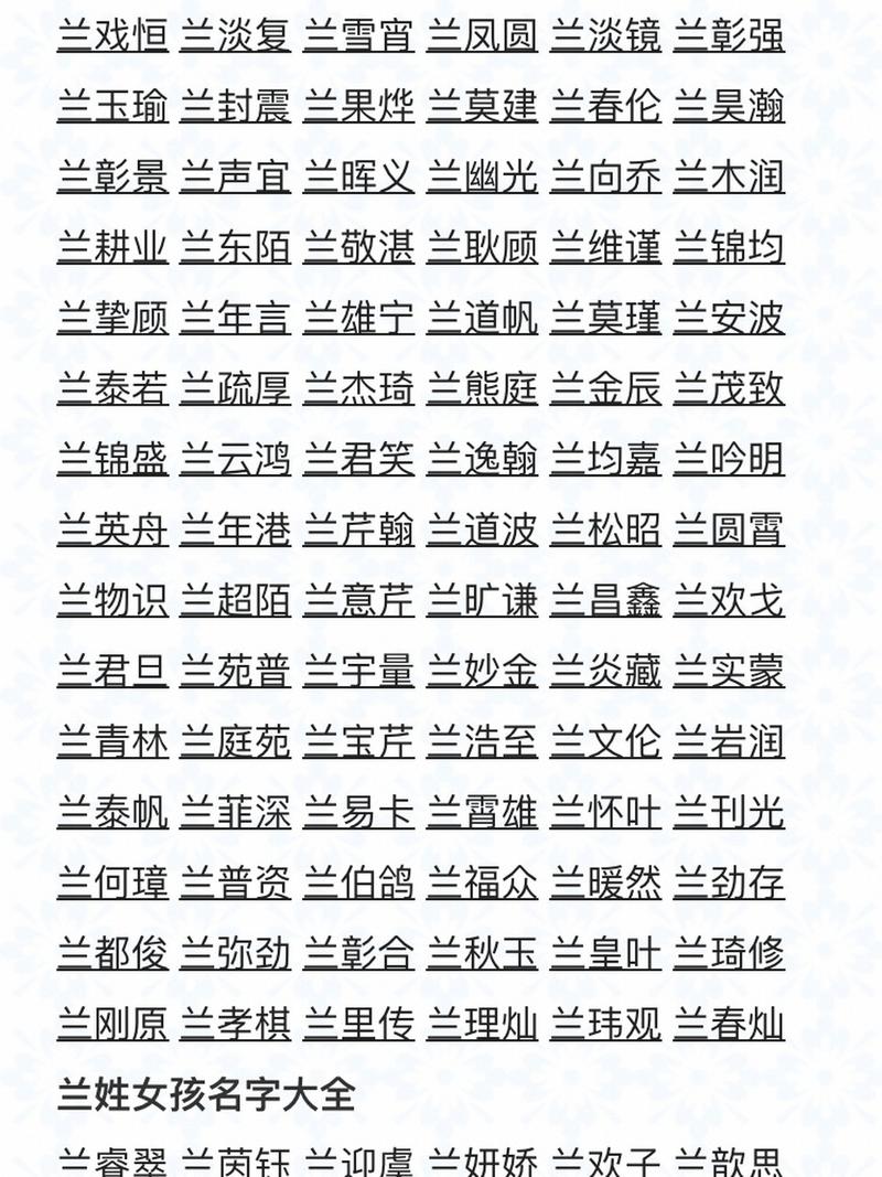 兰姓女宝宝取名_兰姓女宝宝取名字大全
