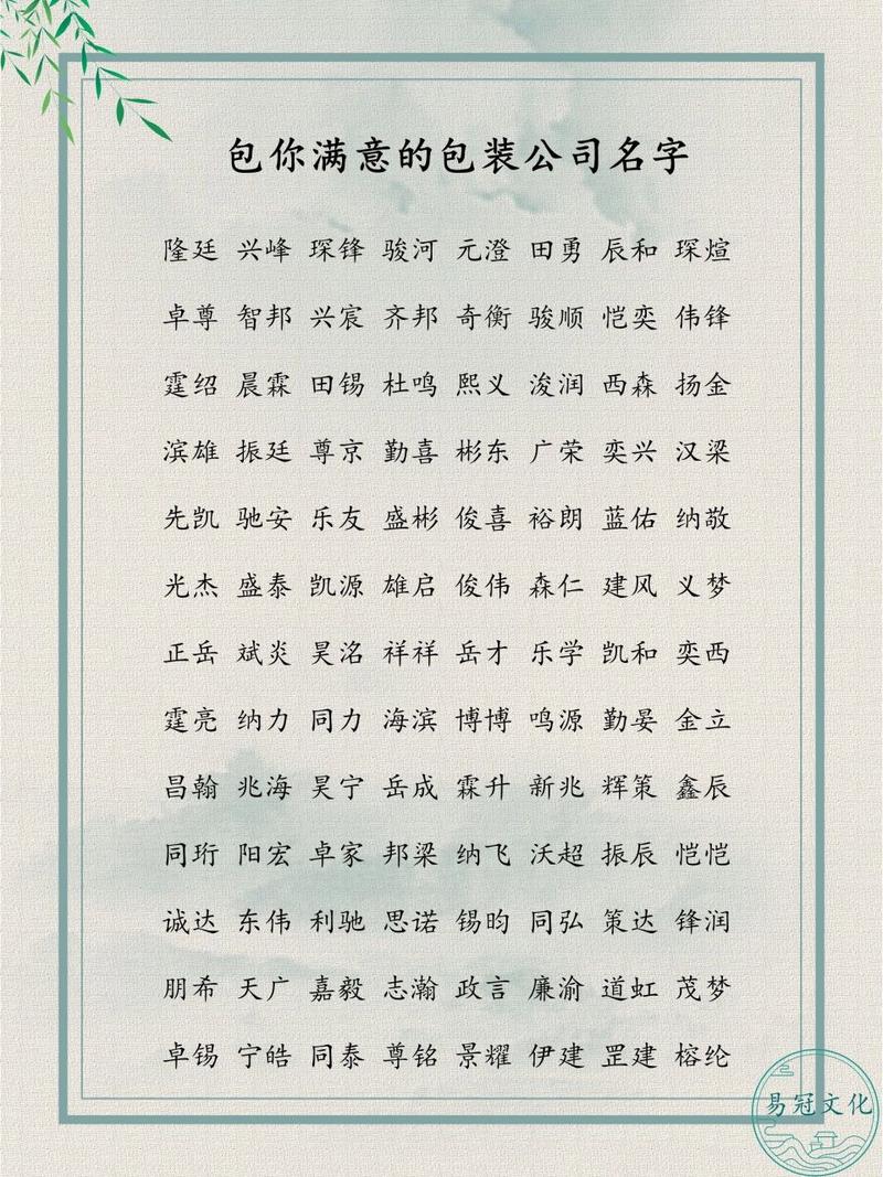 包装公司名字大全参考_包装公司名字大全参考图