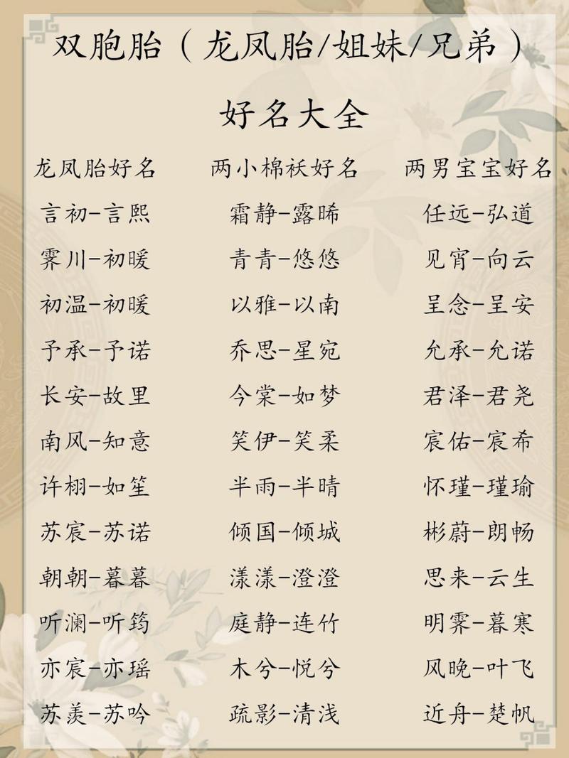 2022虎宝宝龙凤胎名字_2022属虎龙凤胎宝宝取名