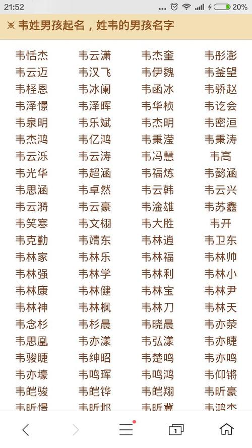 2021男孩取名大全_2021男孩取名大全姓韦