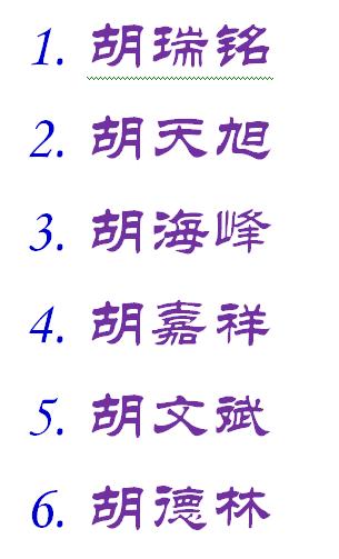 胡姓男女宝宝取名大全_胡姓好听稀少的男孩名字