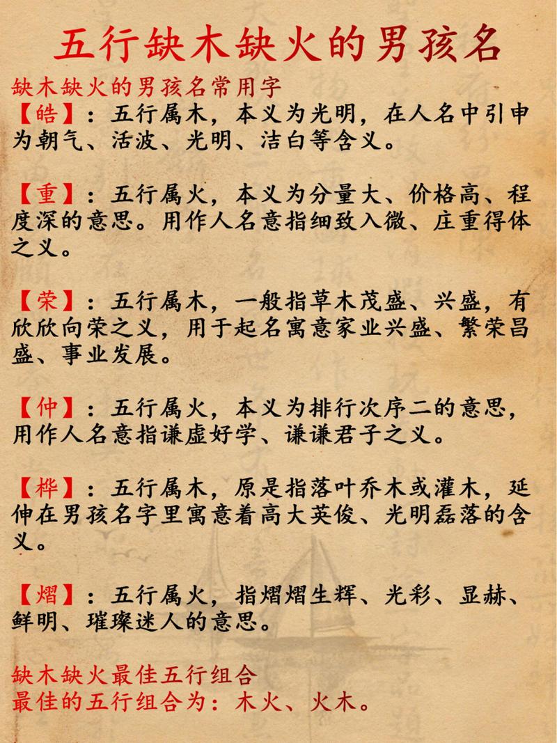 缺火和木男孩名字大全_缺火木男孩名字大全集