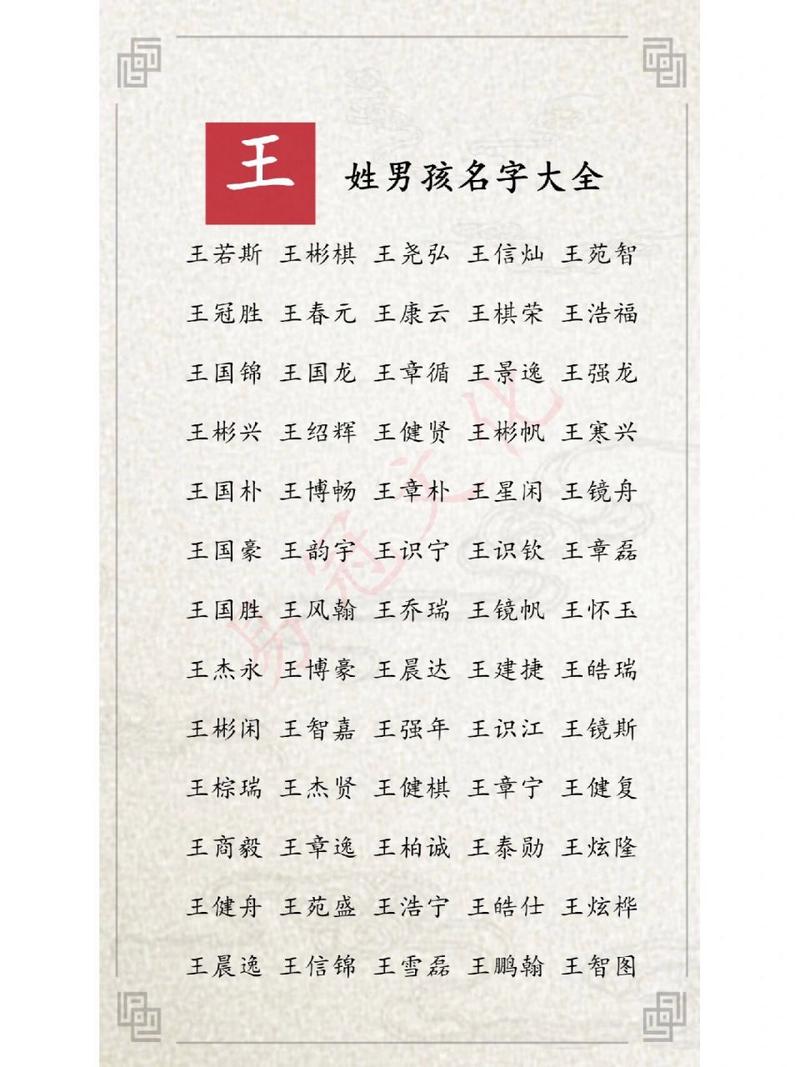 王氏姓名大全男孩名字_王氏姓名大全男孩名字大全二字