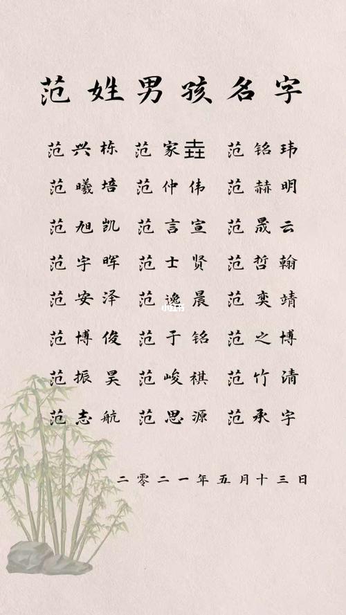 范姓名字男孩大全_范姓名字男孩大全两个字