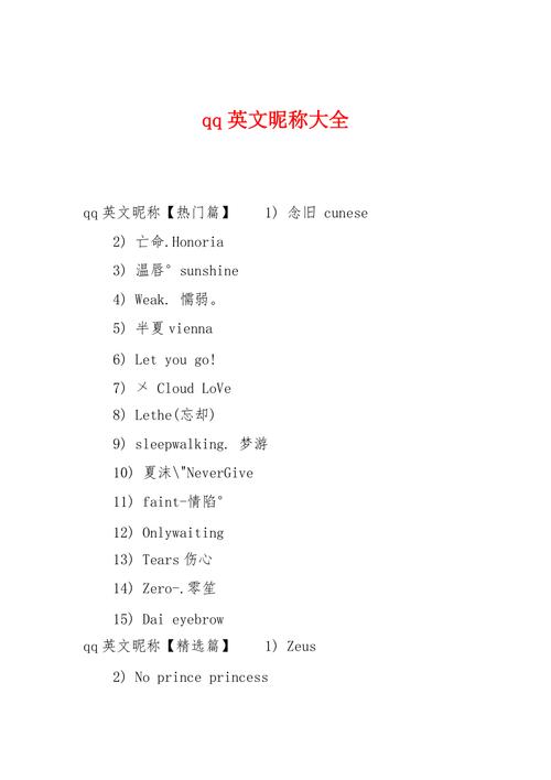 qqid名字大全好听的_qqid名字大全好听的英文