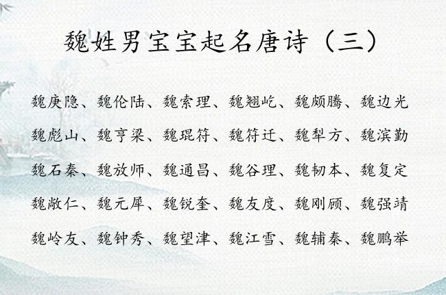 给姓魏的男孩取名_给姓魏的男孩取名字