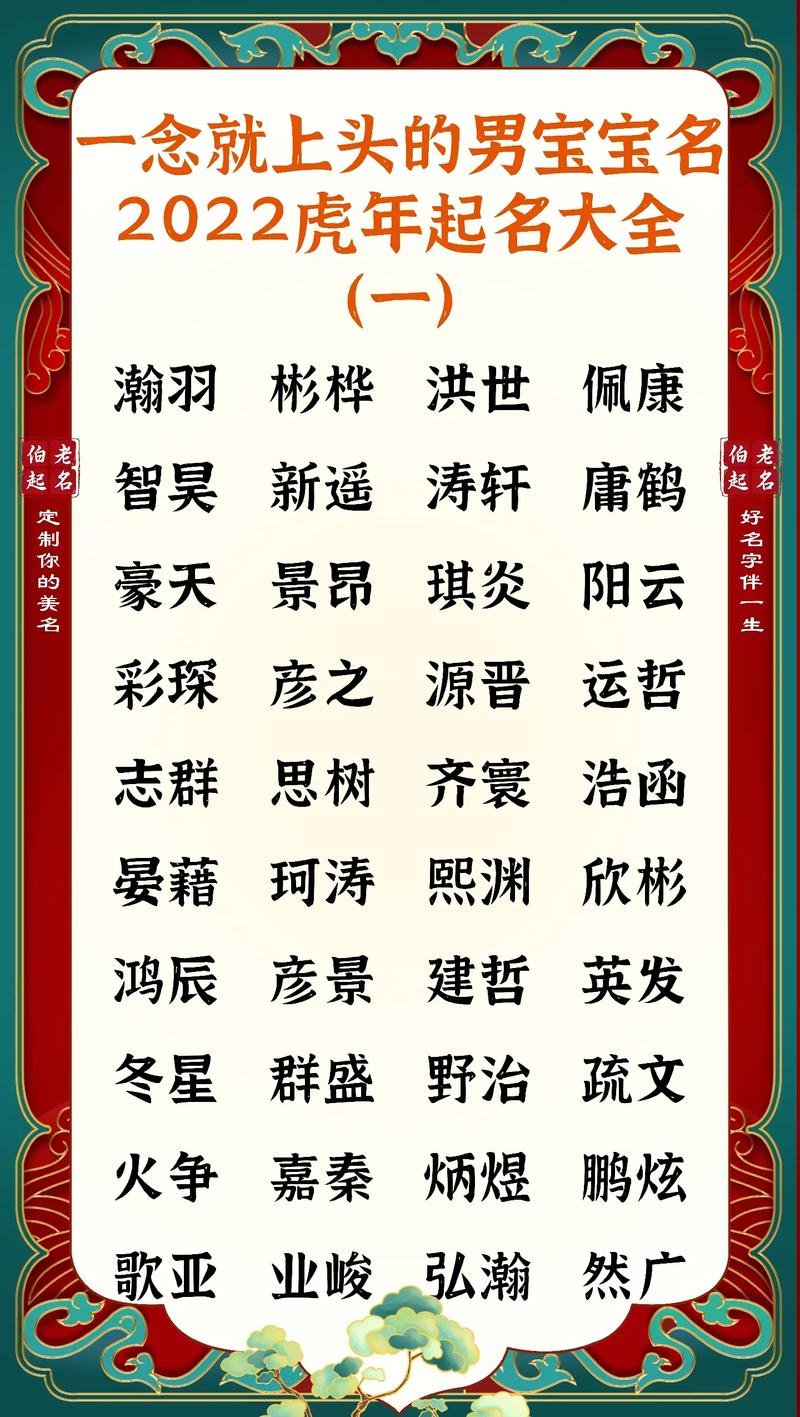 虎年宝宝名字大全2022男孩_虎年宝宝名字大全2022男孩子