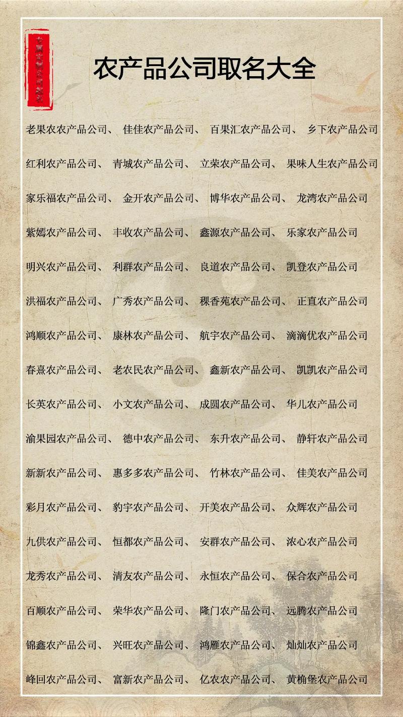 农副产品公司取名大全_农副产品公司取名大全免费