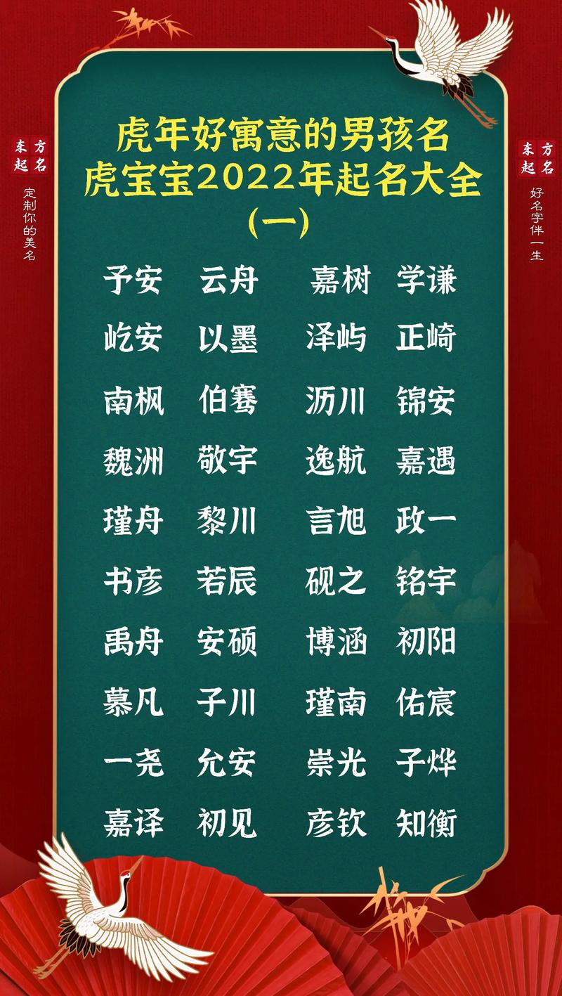 2022虎年男孩取名名字大全_2022虎年男孩取名名字大全及寓意
