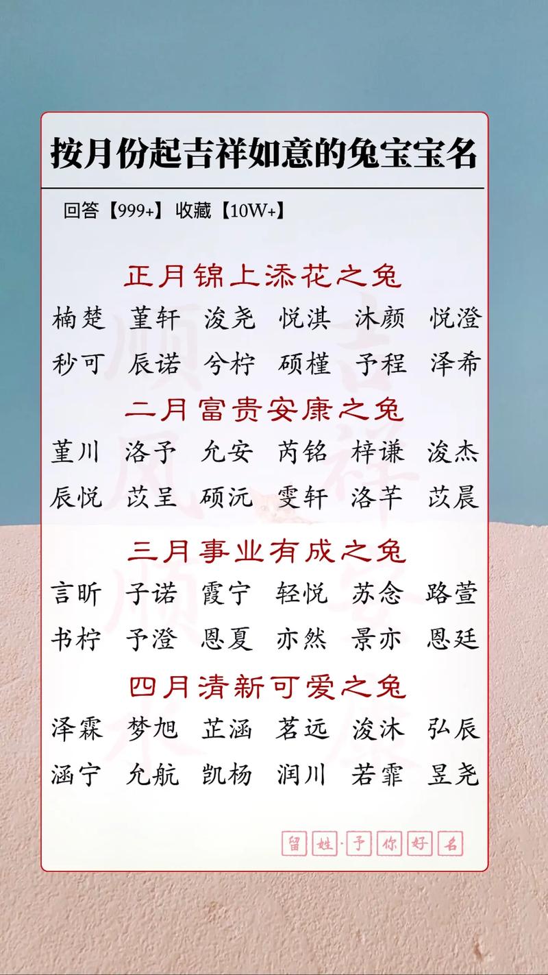 2023的兔宝宝男孩取名字大全_2023的兔宝宝男孩取名字大全及寓意