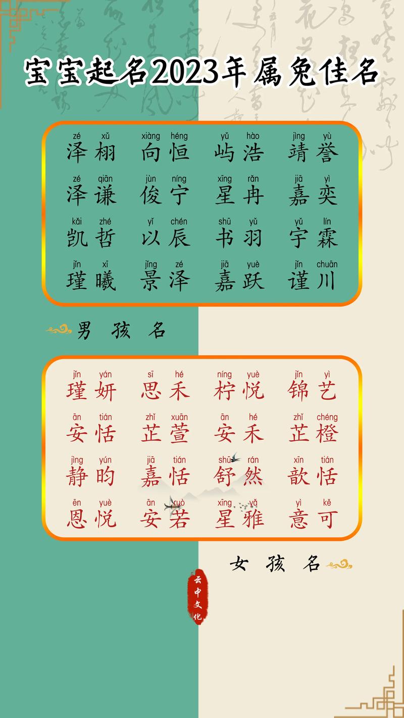 2023年出生的兔宝宝男孩名字_2023年出生的兔宝宝男孩名字大全