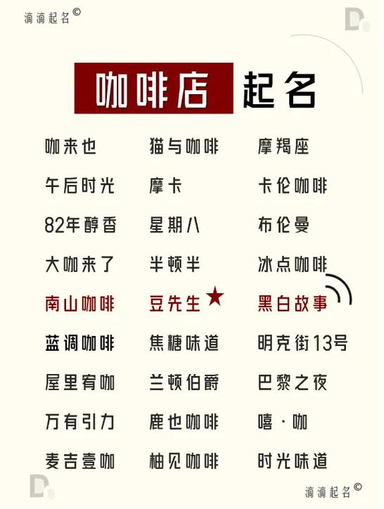 咖啡店名字大全好听大气_咖啡店名字大全好听大气四个字