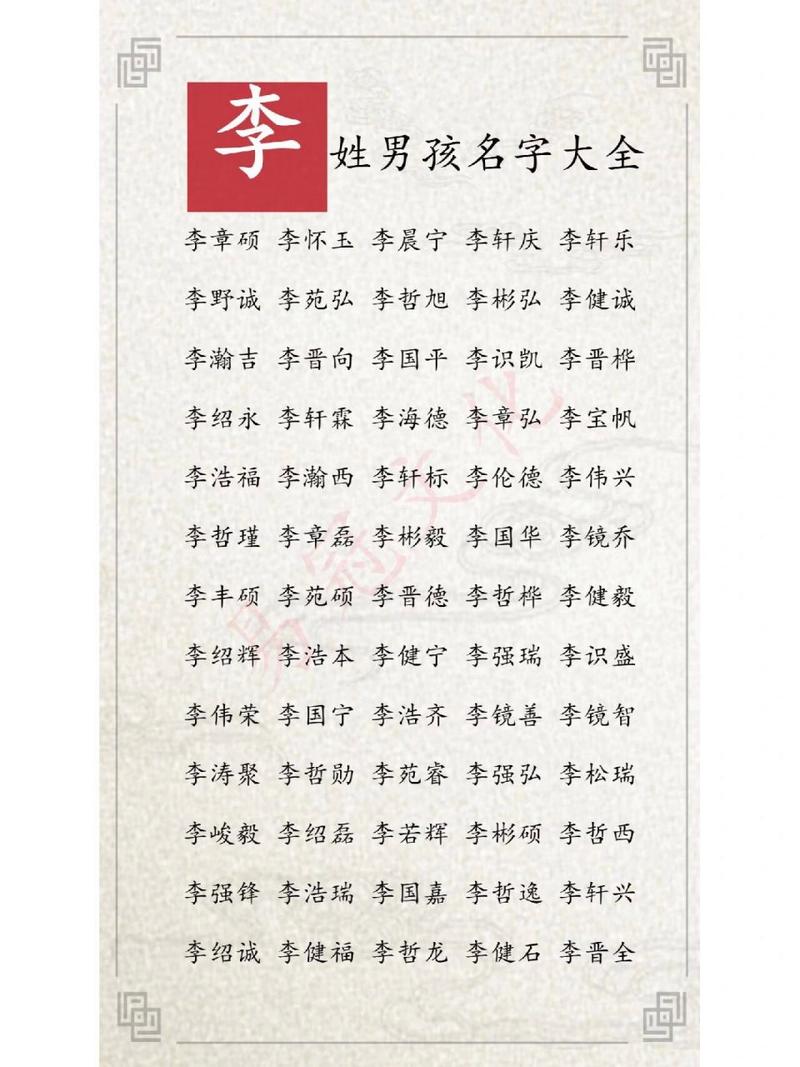 2022李姓最旺男孩名字_2021年李姓男孩最佳取名