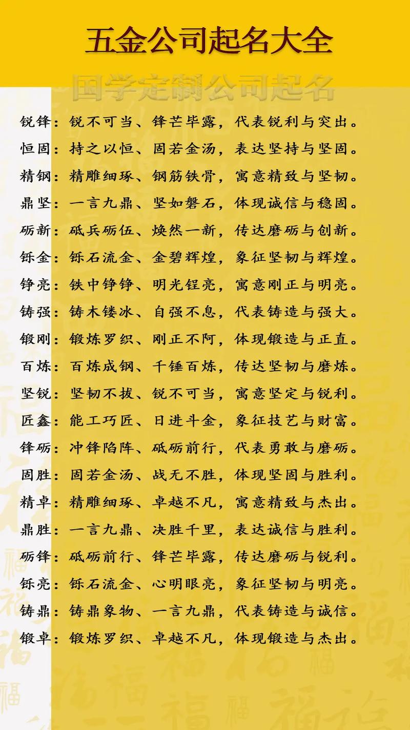 公司取名字大全 五金_公司取名字大全五金