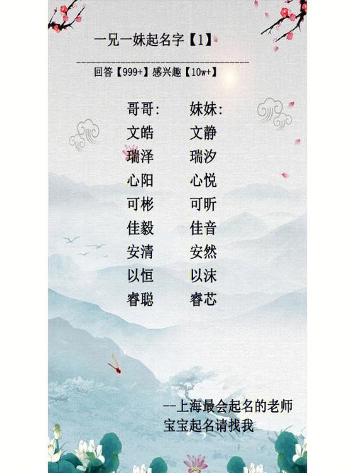 男子给妹妹起名字大全_男子给妹妹起名字大全四个字