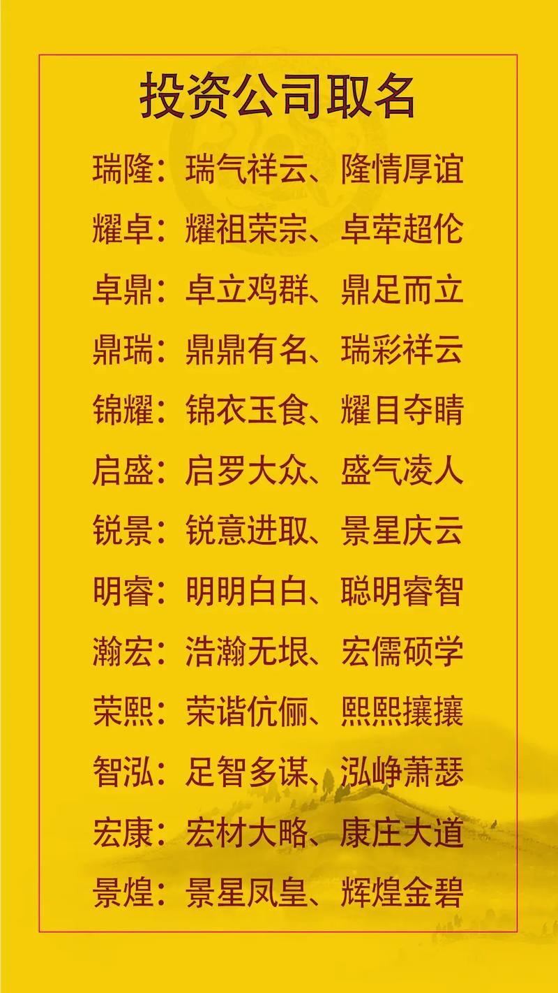 给投资公司起名字_给投资公司起名字大全